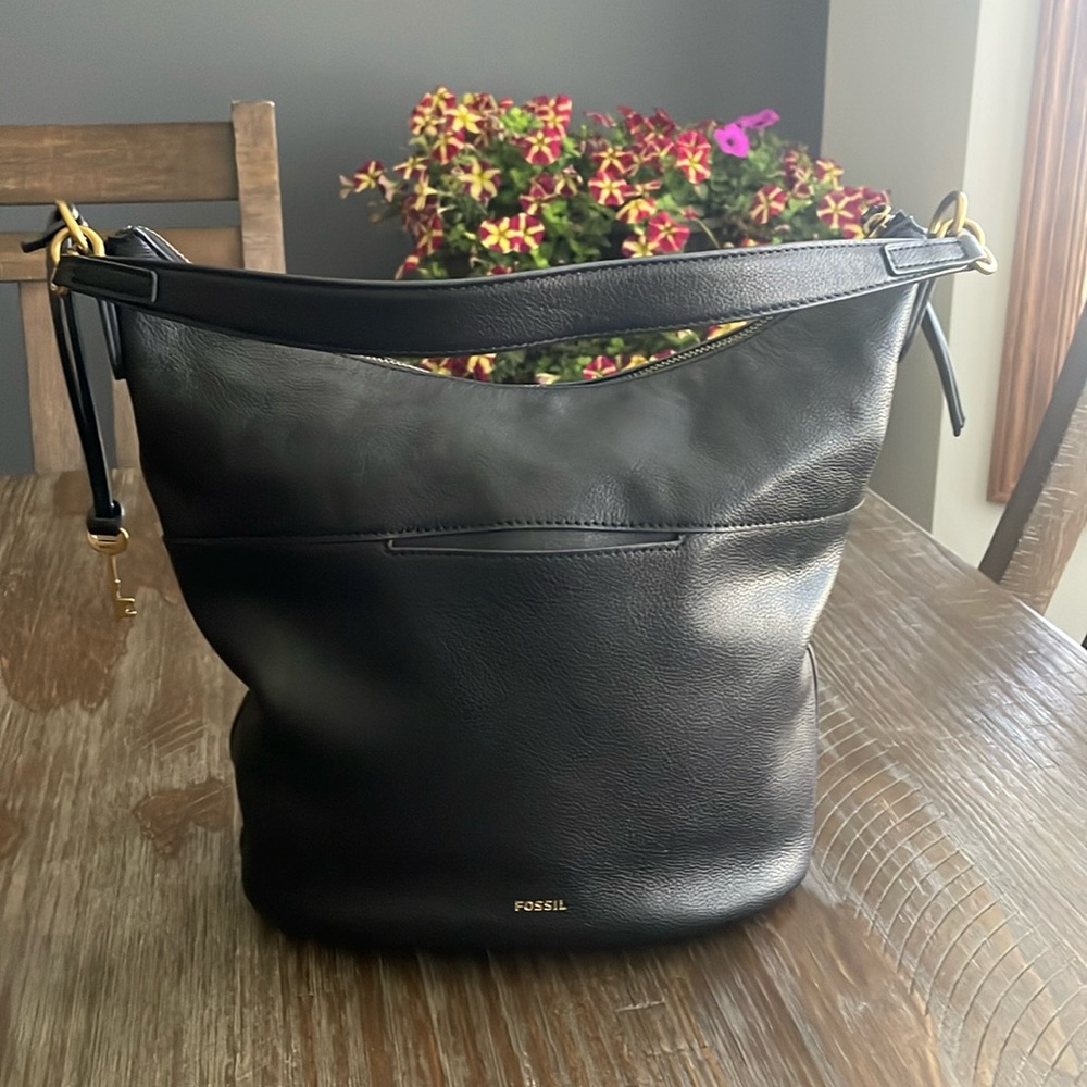 Fossil Talulla Hobo Shoulder Bag Black Leather